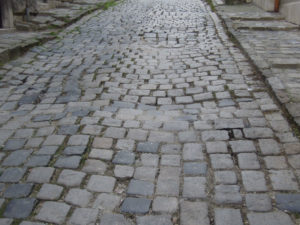 Romantic cobblestone street Budapest